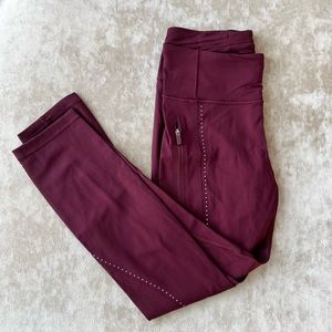 lululemon extra mile crop leggings, garnet (like-new!)